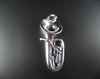 STERLING SILVER 3D Tuba Charm for Charm Bracelet