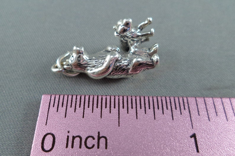 STERLING SILVER Bear with Cub Charm for Charm Bracelet
