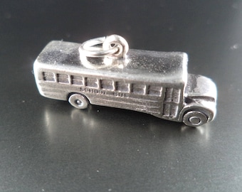 STERLING SILVER 3D School Bus Charm for Charm Bracelet