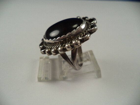 Beautiful Vintage Sterling Silver Onyx Ring By L.… - image 3