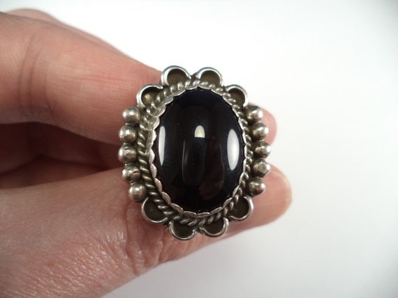 Beautiful Vintage Sterling Silver Onyx Ring By L.… - image 1