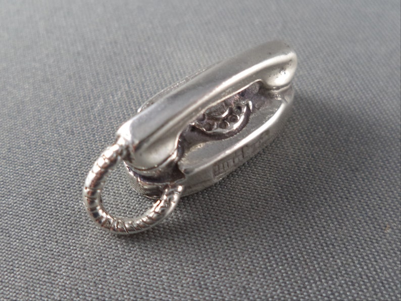 STERLING SILVER 3D Princess Phone Charm for Bracelet or Necklace