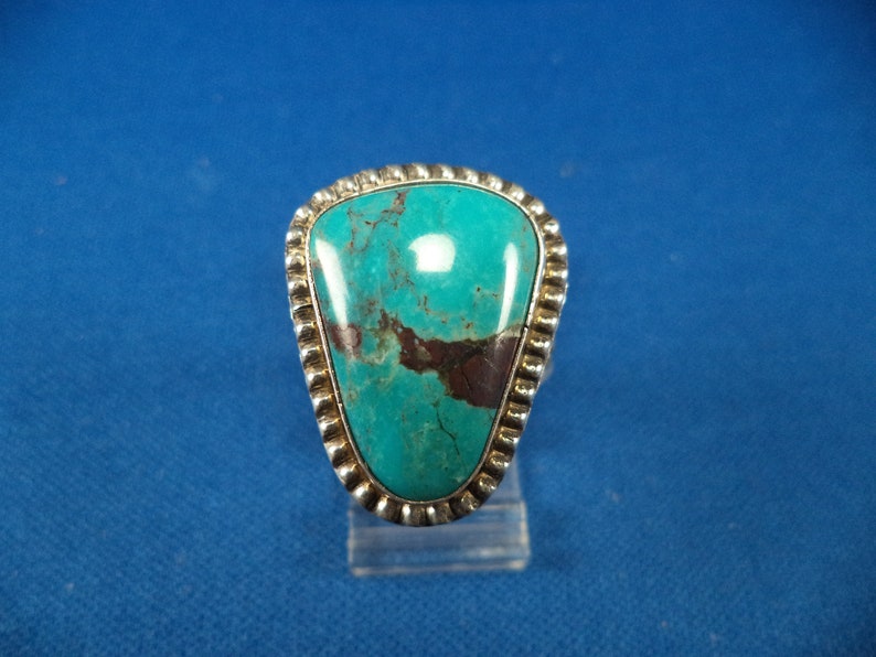 Beautiful Vintage Sterling Silver Kingman Turquoise Navajo Handmade Ring By Scott Skeets