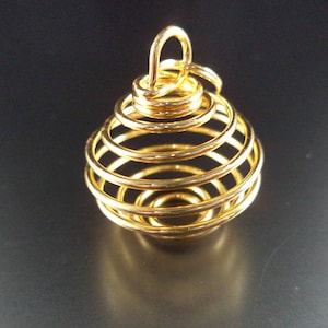 25mm Gold Tone Spiral Bead Cage for Beads, Crystal or Stone.