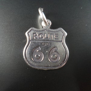 STERLING SILVER Route 66 Charm for Charm Bracelet