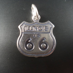 STERLING SILVER Illinois Route 66 Charm for Charm Bracelet