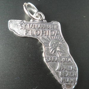 STERLING SILVER State of Florida Charm for Charm Bracelet
