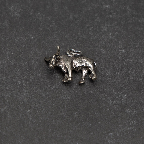 STERLING SILVER 3D Longhorn Steer Charm for Charm Bracelet