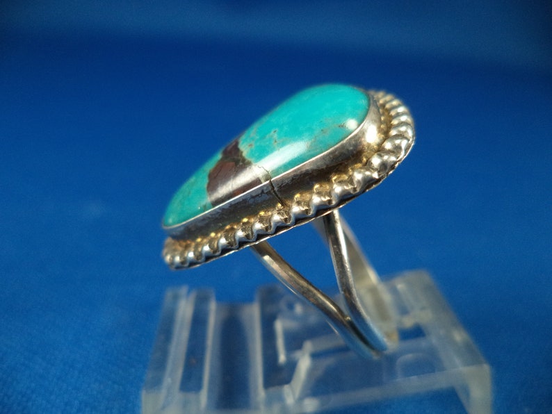 Beautiful Vintage Sterling Silver Kingman Turquoise Navajo Handmade Ring By Scott Skeets