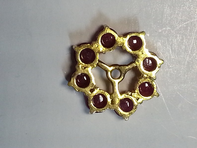 Ruby Cabachon Earring Jackets with Pearl Studs
