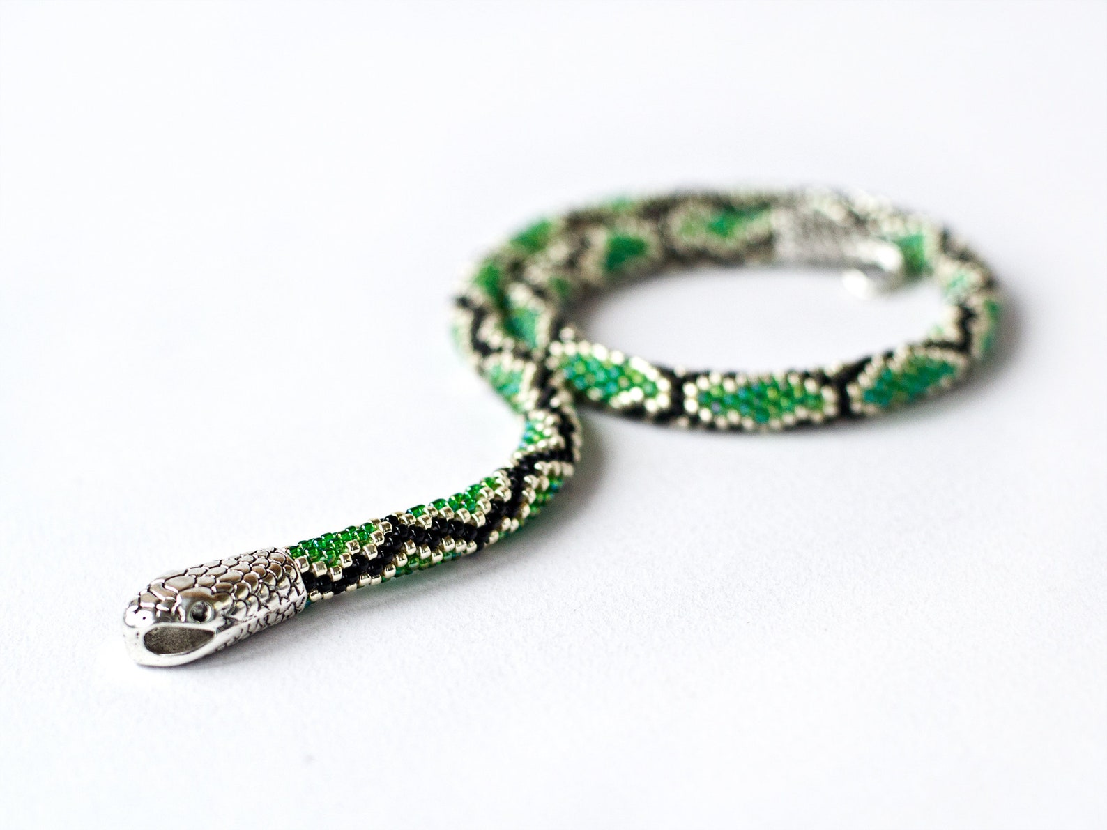 Beaded Snake Necklace Snake Jewelry Collier Serpent Snake Etsy
