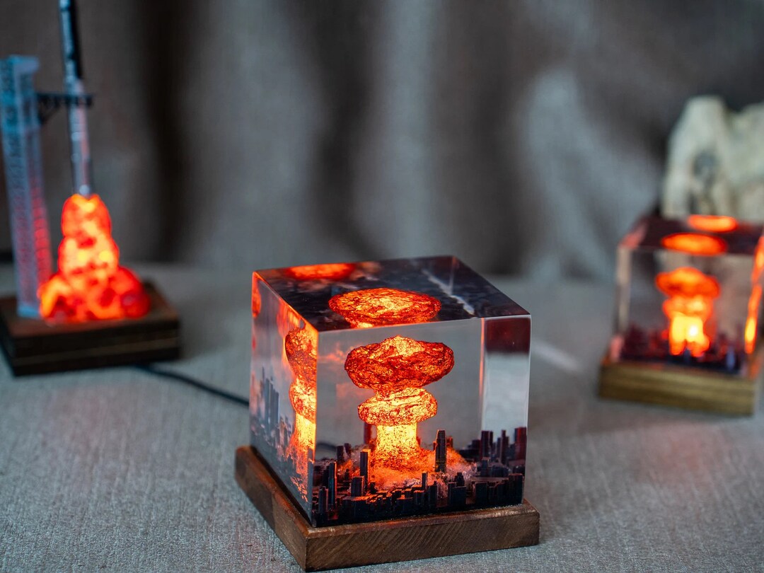 Explosion Decor Nuclear Atomic Boom Explosion Resin Lamp, Night Lights, Fallout, 3D LED ...