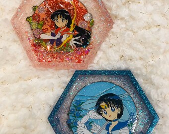 Sailor Moon Classic 4 Plastic Coaster Set Anime Manga NEW
