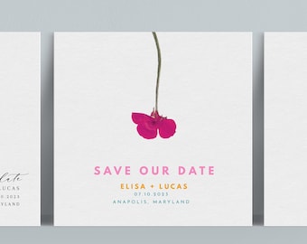 INSTANT | Save the Date | Pressed Flowers | Colorful and Bright | Minimal | Floral | Editable | Instant Download | Printable