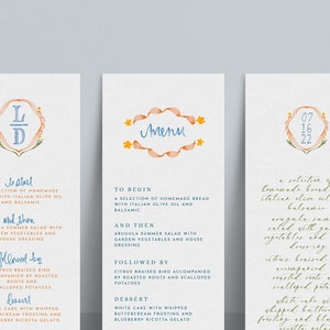 INSTANT | Menu | Look of Custom Watercolor Crest | Coat of Arms | Editable | Customizable | Lauren + David