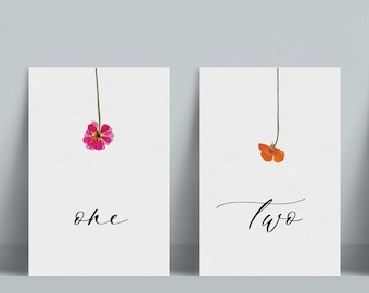 INSTANT | Table Numbers | Pressed Flowers | Editable File | Printable | 5" x 7"