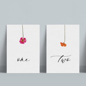 INSTANT Table Numbers Pressed Flowers Editable File Printable 5 x 7 image 1