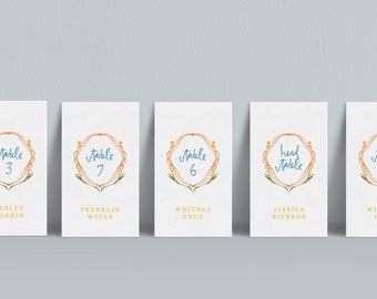 INSTANT | Escort Cards | Look of Custom Watercolor Crest | Coat of Arms | Editable | Customizable | Lauren + David