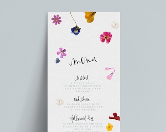 INSTANT | Menu | Look of Custom | Pressed Flowers | Wild Flowers | Floating Petals | Hand Lettering | Editable | Customizable