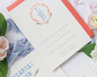 INSTANT | Invitation | Look of Custom Watercolor Crest | Coat of Arms | Editable | Customizable | Lauren + David