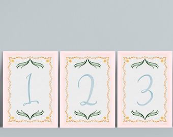 Table Numbers Template | Look of Custom Watercolor | Editable | Customizable | Lauren + David