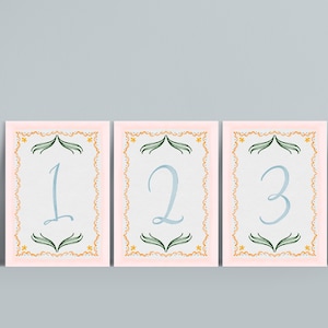 INSTANTÁNEO / Números de mesa / Aspecto de acuarela personalizado / Editable / Personalizable / Lauren + David