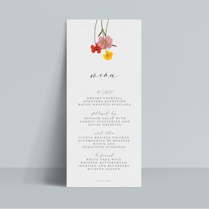 INSTANT Menu Pressed Flowers Editable Printable DIY Wedding Stationery Modern Minimal Colorful Floral image 1