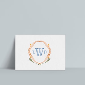 INSTANT | Notecard | Personal Stationery | Look of Custom Watercolor Crest | Coat of Arms | Editable | Customizable | Lauren + David