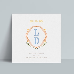 INSTANT | Save the Date | Look of Custom Watercolor Crest | Coat of Arms | Editable | Customizable | Lauren + David