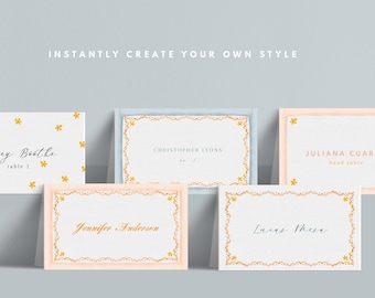 INSTANT | Escort Cards | Place Cards | Look of Custom | Lauren + David Collection | Watercolor | Folded Tent Cards