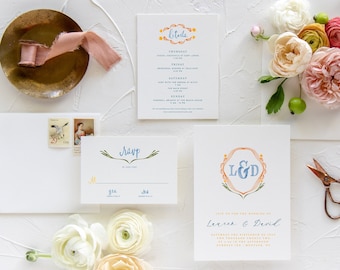 INSTANT | Invitation Suite | Look of Custom | Watercolor Crest | Coat of Arms | Editable | Customizable | Lauren + David