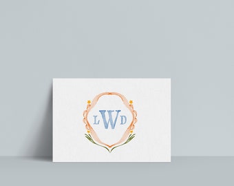 INSTANT | Notecard | Personal Stationery | Look of Custom Watercolor Crest | Coat of Arms | Editable | Customizable | Lauren + David