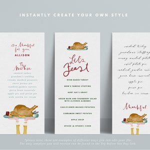 INSTANT Thanksgiving Menu The Feast is Served Watercolor Editable Customizable Look of Custom image 5