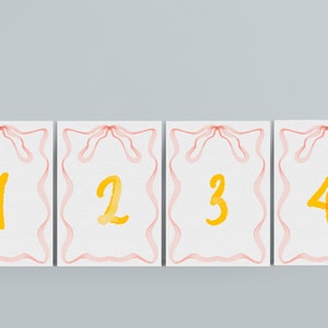 INSTANT | Table Numbers | Look of Custom Watercolor | Editable | Customizable | Bow Detail