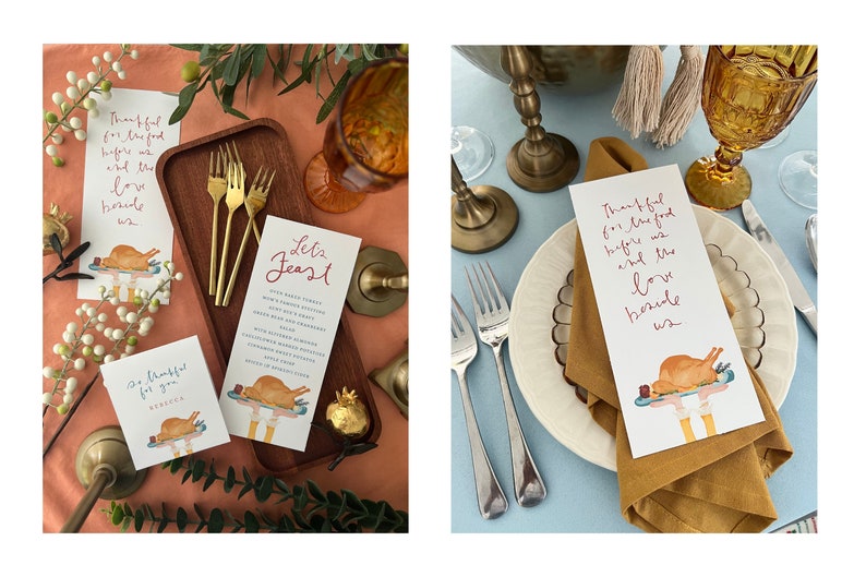 INSTANT Thanksgiving Menu The Feast is Served Watercolor Editable Customizable Look of Custom image 2
