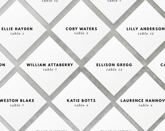 INSTANT | Escort Cards | Simple Modern | 3x3 Diamond Square | Champagne Tags | Minimalist | Black and White | Color | Editable