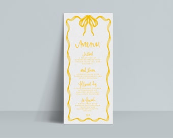 INSTANT | Menu | Look of Custom | Watercolor | Bow | Editable | Customizable