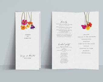 INSTANT | Wedding Program | Order of Service | Pressed Flowers | Editable | Printable | Wedding Stationery