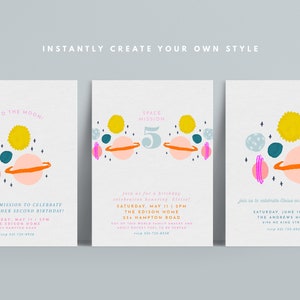 INSTANT Space Party Invitation Paper or Mobile image 2