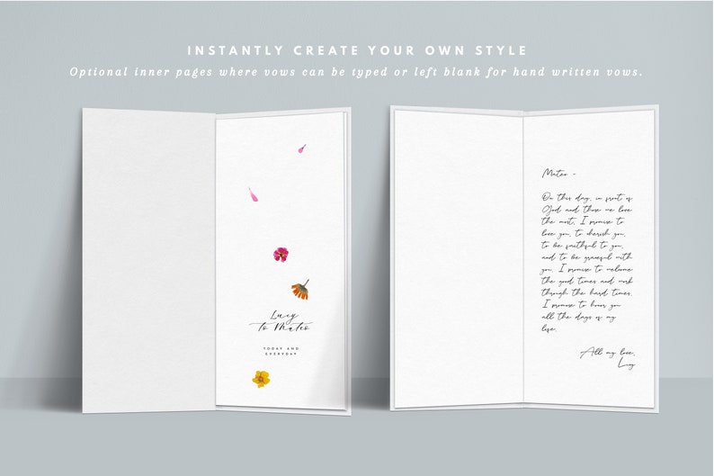INSTANT Vow Book Pressed Flowers Wild Flowers Floating Petals Editable Customizable image 4