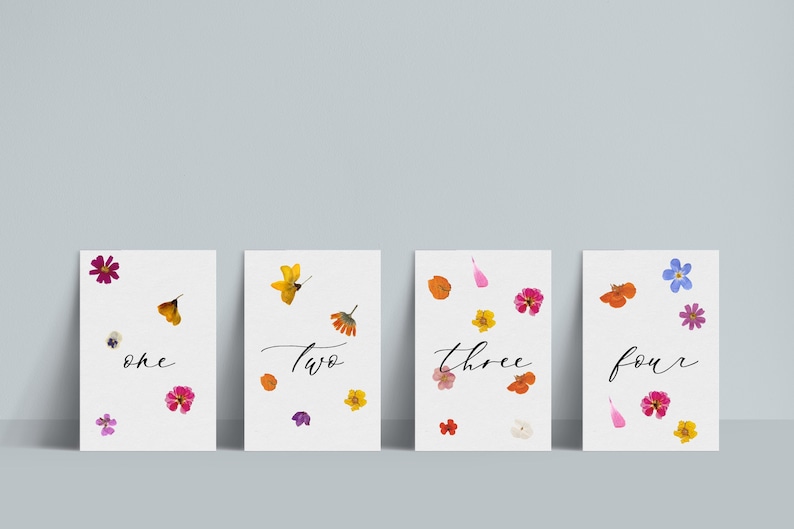 INSTANT Table Numbers Floating Petals Editable File Printable 5 x 7 image 1