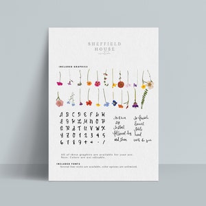 INSTANT Menu Pressed Flowers Editable Printable DIY Wedding Stationery Modern Minimal Colorful Floral image 3