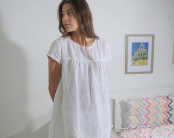 white linen night dress