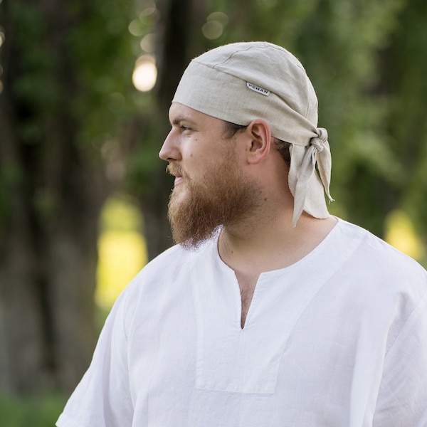 Gevormde linnen hoofddoek - 100% natuurlijk linnen - voert zweet af, beschermt tegen zonlicht