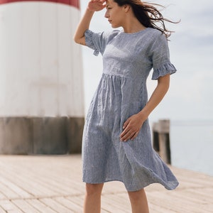 FLAX dress NADEŽDA for the whole summer. Very comfortable cut guarantee a pleasant feeling even on the hottest days. Loose cut and pockets. image 1