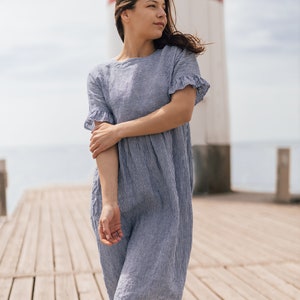 FLAX dress NADEŽDA for the whole summer. Very comfortable cut guarantee a pleasant feeling even on the hottest days. Loose cut and pockets. image 3