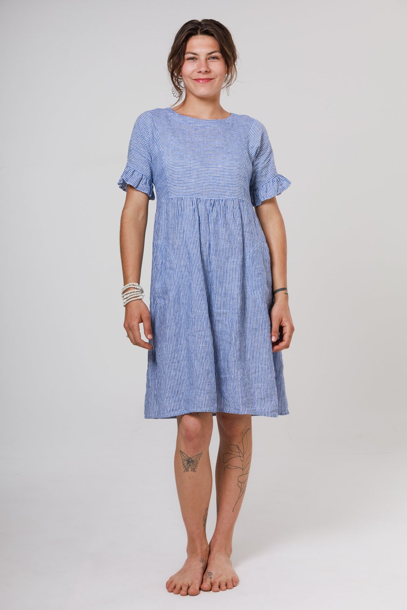 FLAX dress NADEŽDA for the whole summer. Very comfortable cut guarantee a pleasant feeling even on the hottest days. Loose cut and pockets. image 6