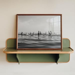 Arte de parede retrô para casa no lago, decoração fotográfica extravagante para casa no lago, arte de parede luxuosa, impressão fotográfica emoldurada em preto e branco, impressão elegante de cabana de família