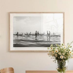 Designer Wall Art Large Format Black and White Beach Scene Photography High End Home Decor Coastal Resort Vacation Home Wall Art Oversized