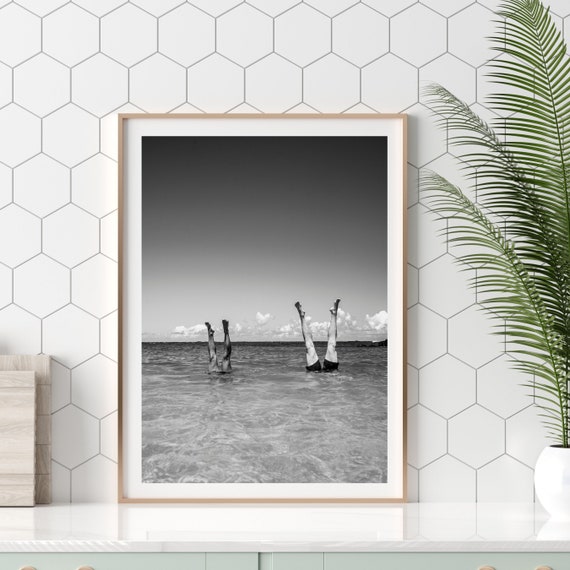 Wall Art Coastal Beach House Black & White Framed Print for Wall Vertical Coastal Grandmother Wall Art Beach Cottage Decor Photo Print Frame